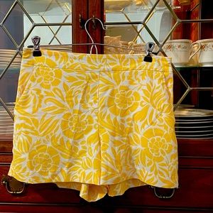 LOFT Yellow Floral Pull On Shorts